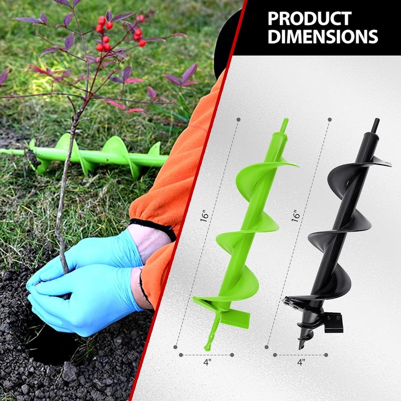 MAZING 16" x 4" Upgraded Spiral Auger Drill Bit for Planting, 2Pc Heavy Duty Garden Auger Bit, Bulb Planter Tool for Post Hole Digger Plant Flower Bedding Digging - Image 4